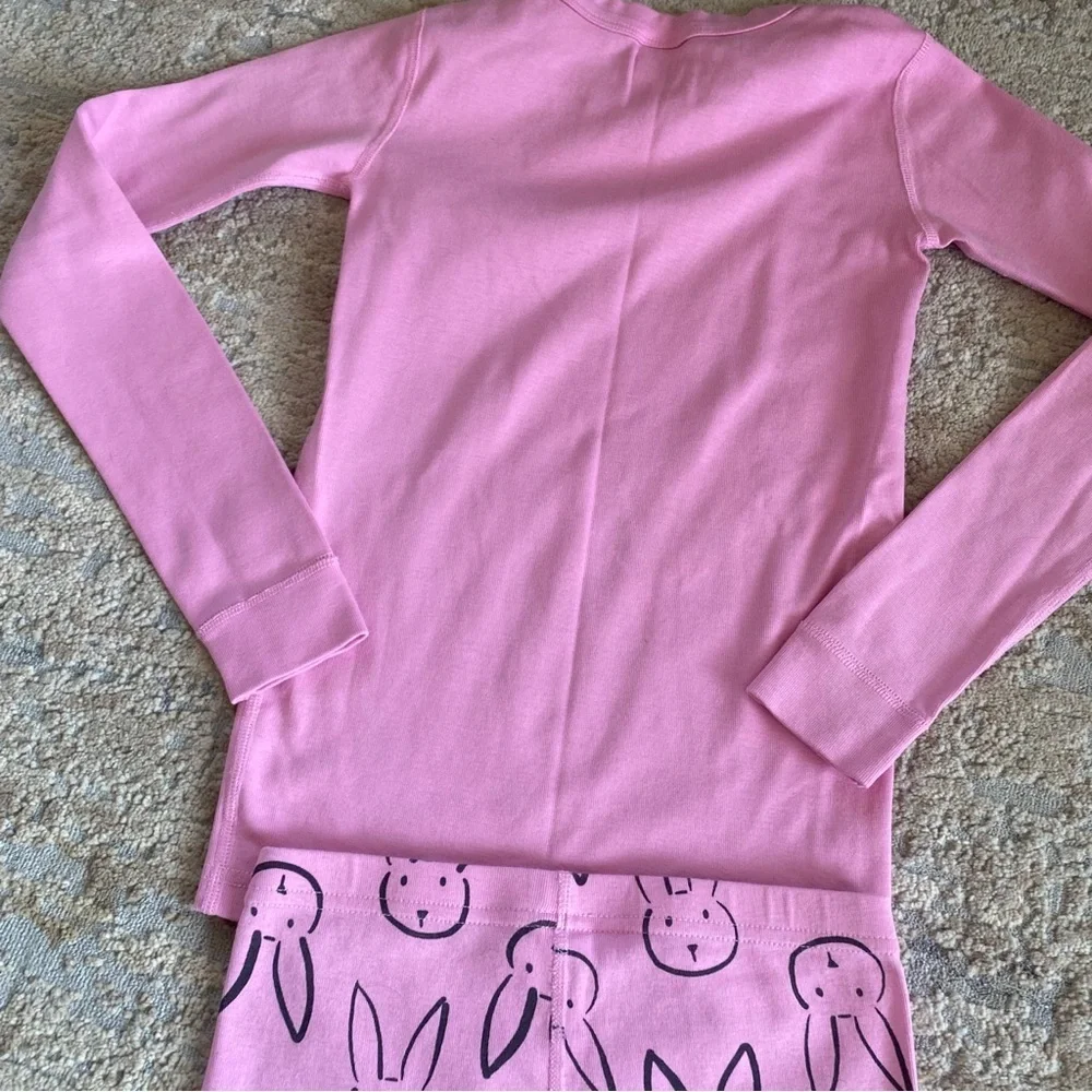 Hanna Andersson Long John Pajama Set Pink Bunny Print Long Sleeve Organic Cotton